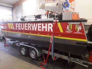 Beschriftung Feuerwehrboot Heemsen